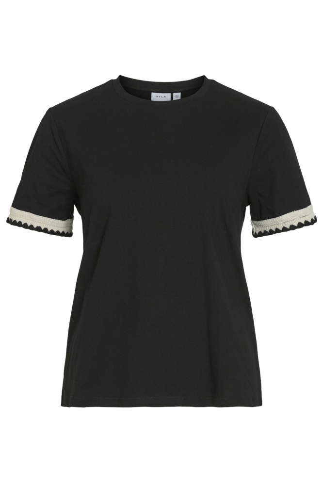 VINAJRA O-NECK S/S SHORT T-SHIRT 14105437 BLACK BEAUTY/BIRCH